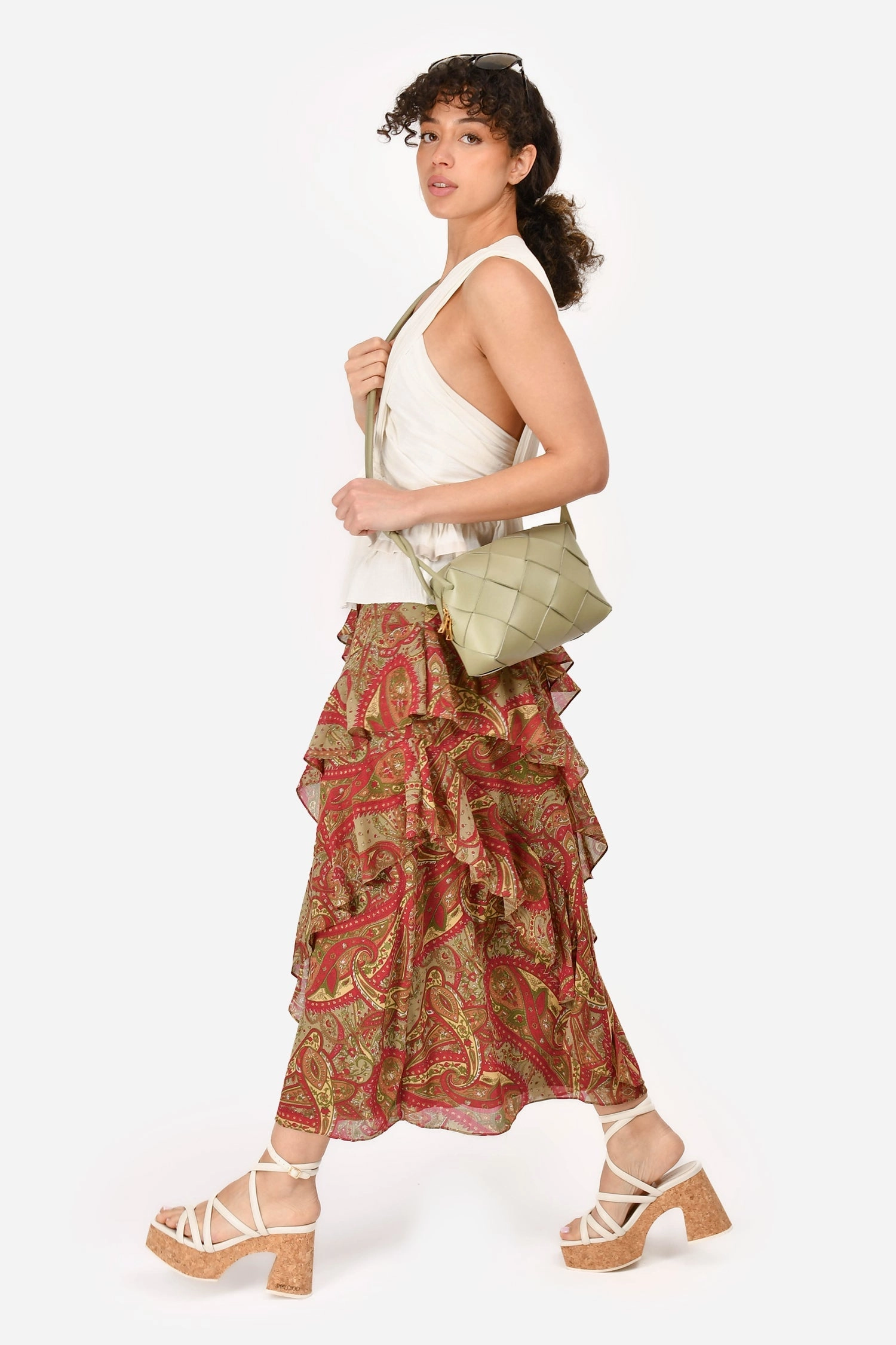 Bottega Veneta Sage Green Maxi Intrecciato 'Loop' Crossbody Bag