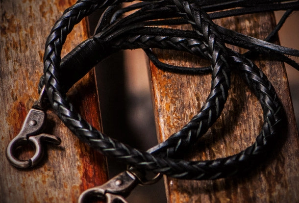 Braided leather biker trucker leather Chain for chain wallet biker wallet trucker wallet