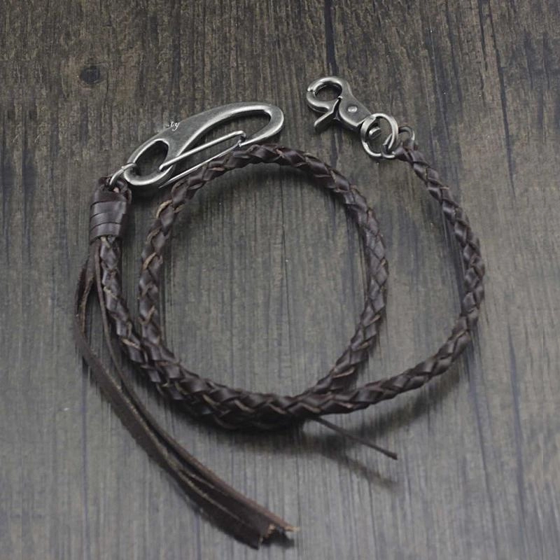 Braided Leather Cool Punk Rock Wallet Chain Biker Trucker Wallet Chain Trucker Wallet Chain for Men