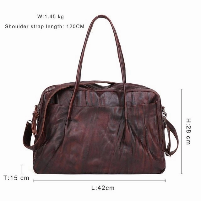 Brand Weekend Duffel Bag Large Genuine Leather Business Men'S Travel Bag Popular Vintage Cow