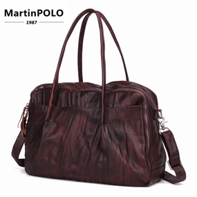 Brand Weekend Duffel Bag Large Genuine Leather Business Men'S Travel Bag Popular Vintage Cow