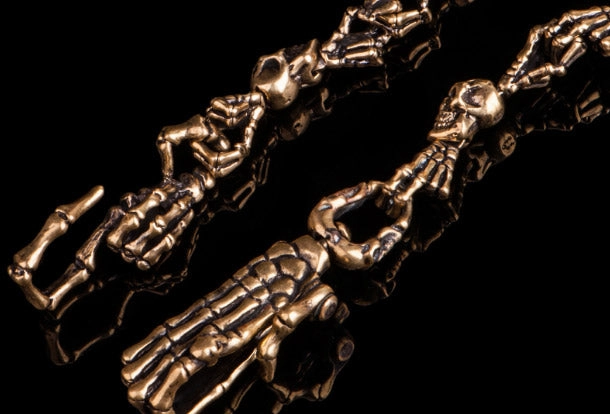 Brass biker trucker skull hand god hand Chain for chain wallet biker wallet trucker wallet