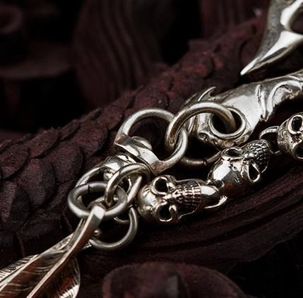 Brass silver biker trucker Skull Keychain wallet Chain for chain wallet biker wallet trucker wallet