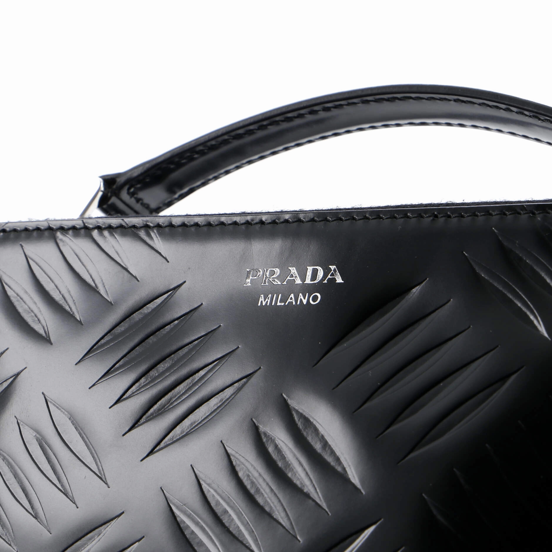 Brique Crossbody Bag Embossed Brushed Leather Medium