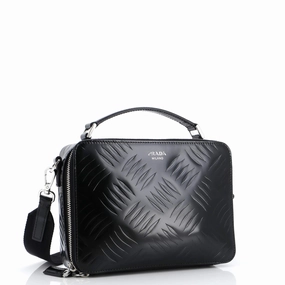 Brique Crossbody Bag Embossed Brushed Leather Medium