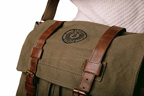 BroBag Mens Padded Canvas Messener Bag for Tablets and Laptops up to 14 inch