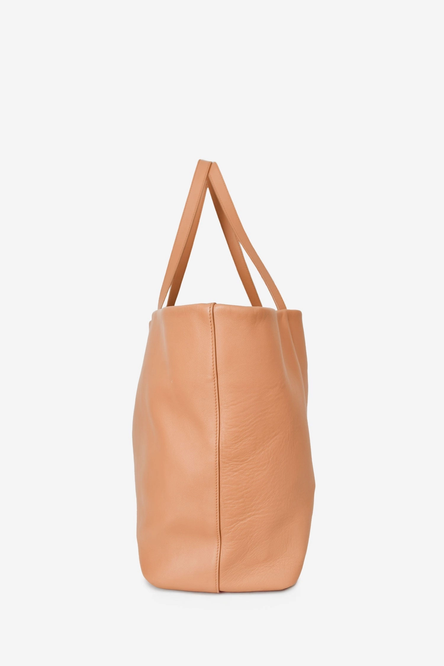 Brunello Cucinelli Camel Leather Logo Tote Bag