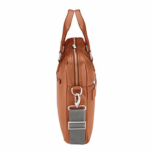 Bugatti Manhattan Leather Slim 15.6" Laptop Briefcase with Tablet Pocket Cognac