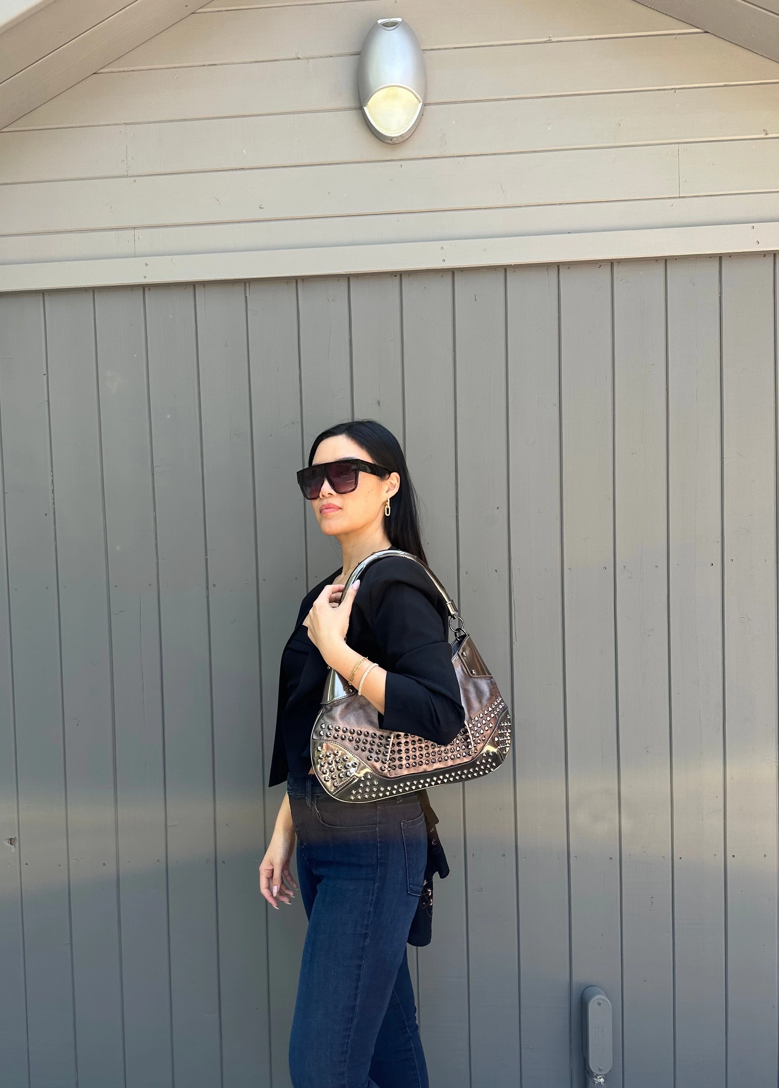 BURBERRY Alverton Studded Hobo Bag