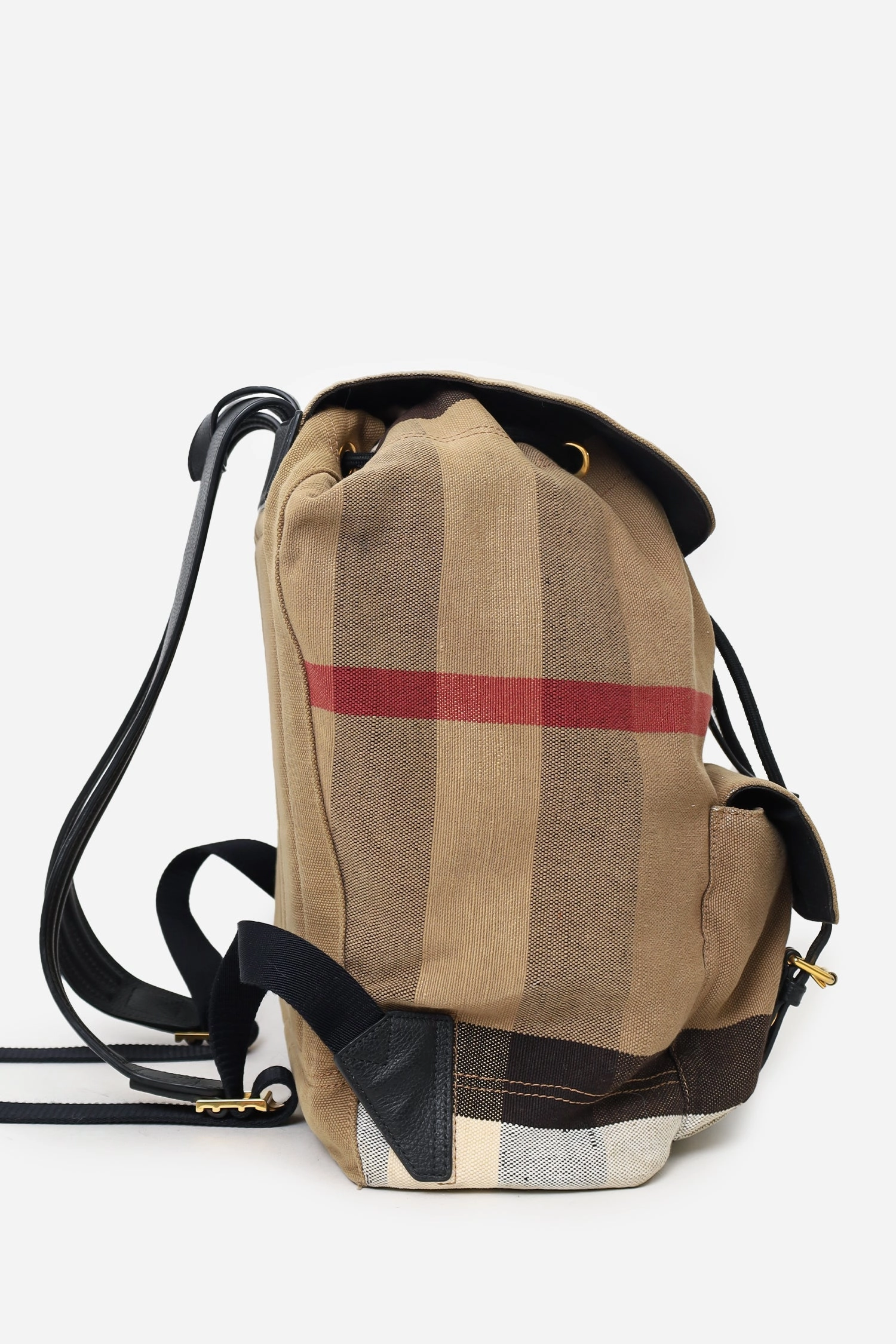 Burberry Beige/Black Canvas/Leather Nova Check Backpack (As Is)