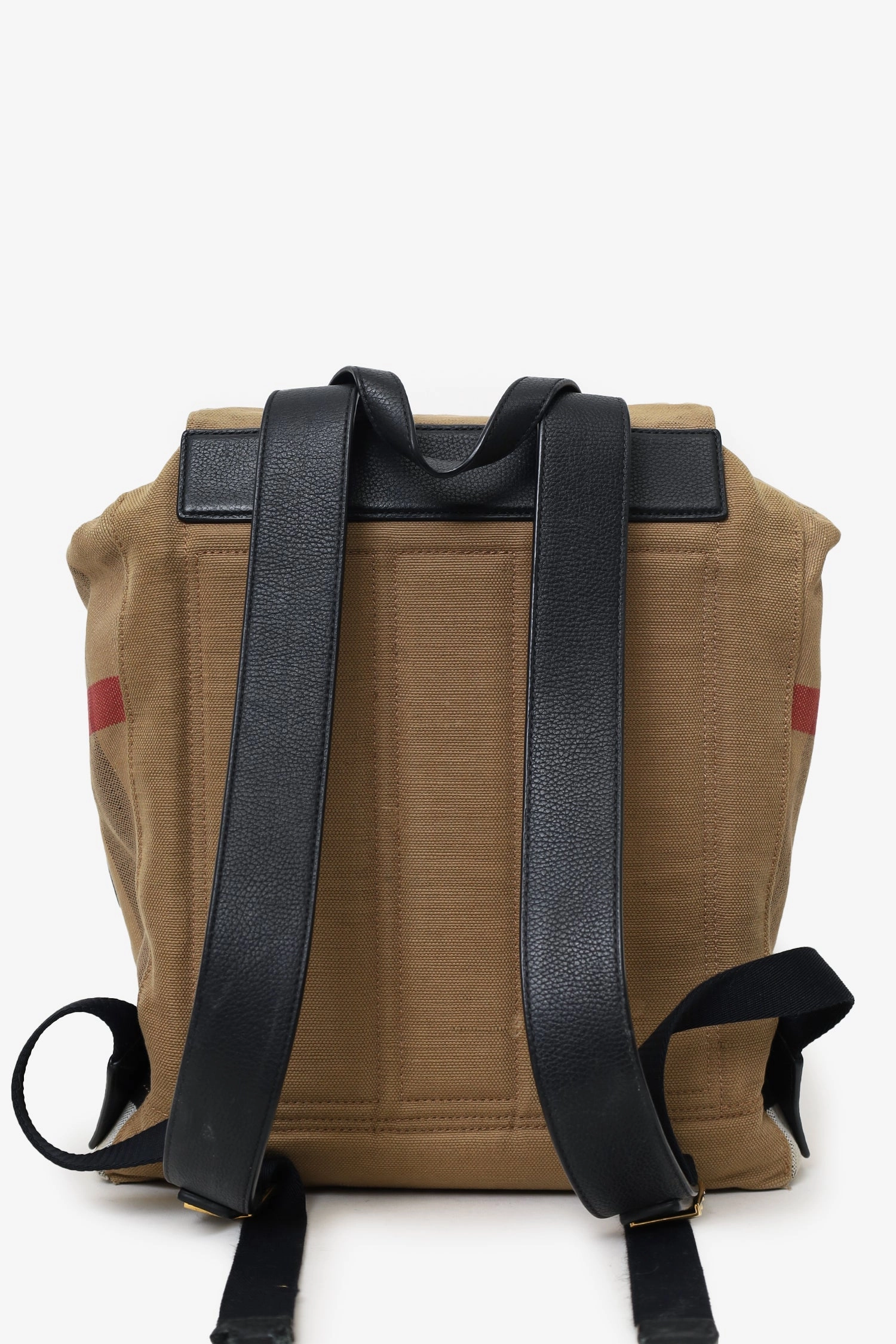 Burberry Beige/Black Canvas/Leather Nova Check Backpack (As Is)