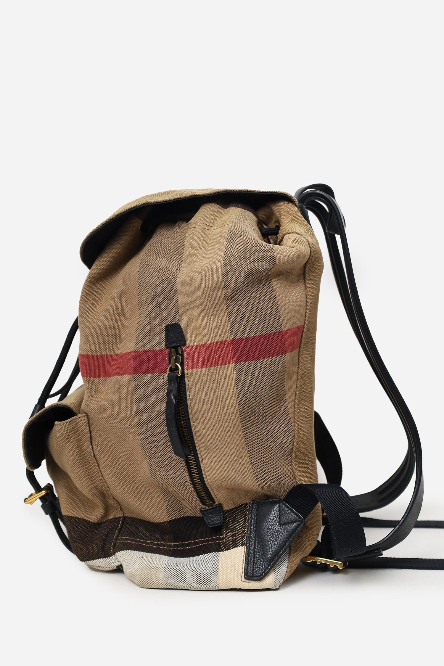 Burberry Beige/Black Canvas/Leather Nova Check Backpack (As Is)