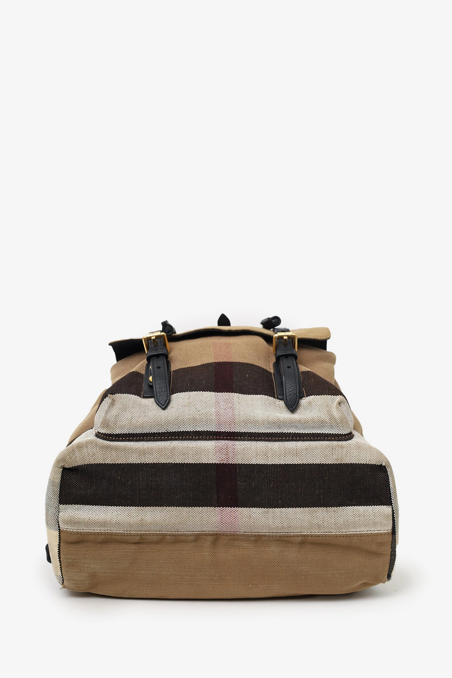 Burberry Beige/Black Canvas/Leather Nova Check Backpack (As Is)