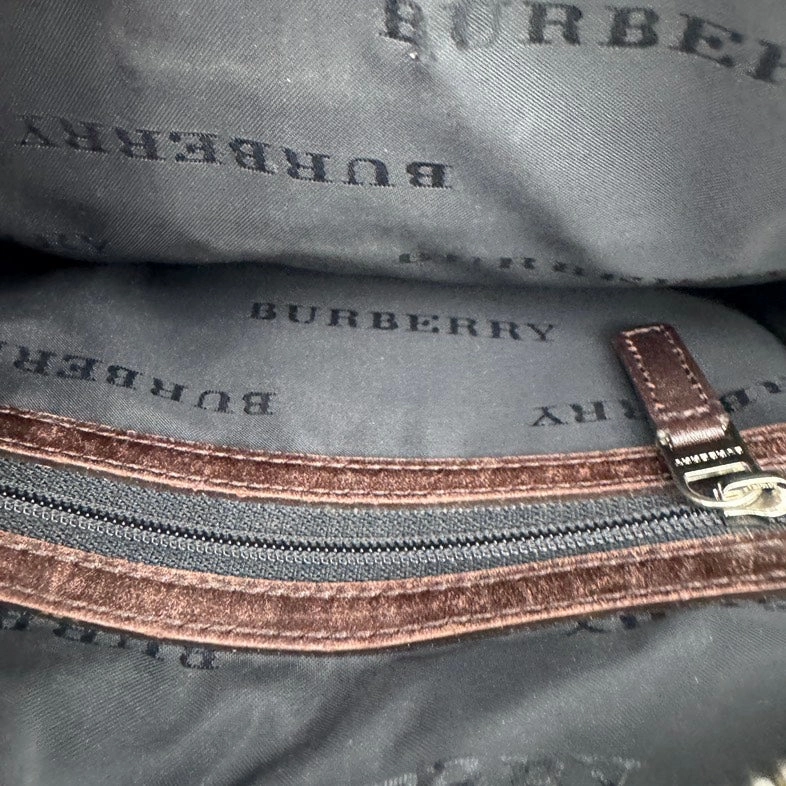 Burberry Canvas Leather Crossbody Bag Beige Brown Medium