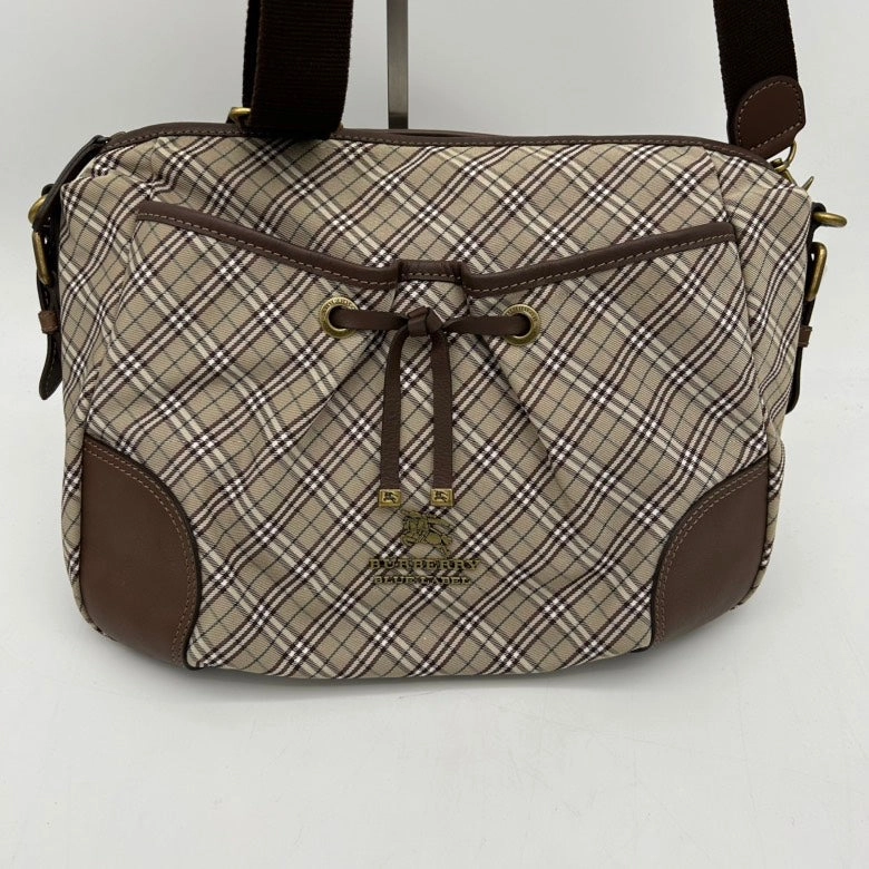 Burberry Canvas Leather Crossbody Bag Beige Brown Medium