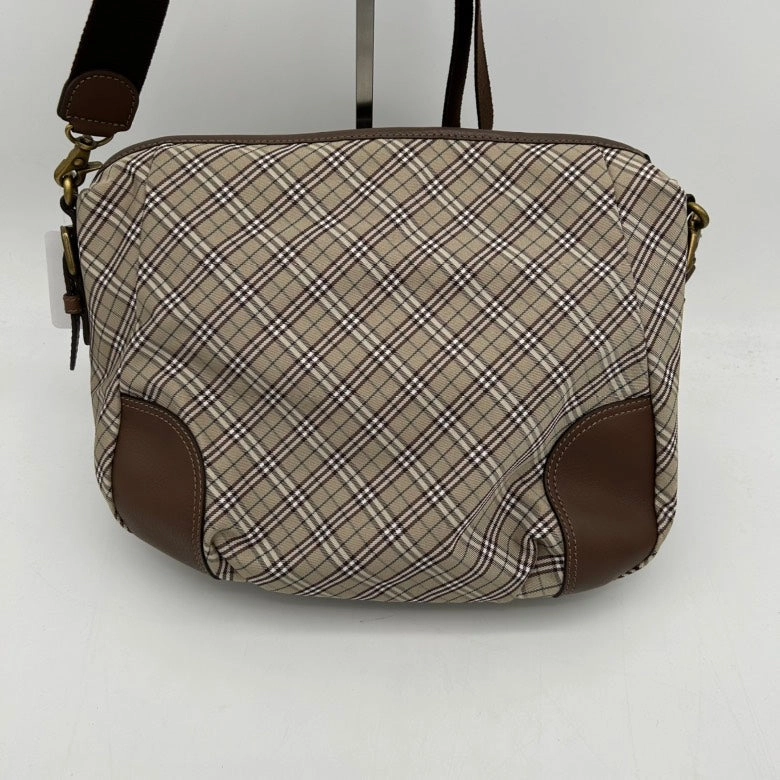 Burberry Canvas Leather Crossbody Bag Beige Brown Medium