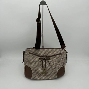Burberry Canvas Leather Crossbody Bag Beige Brown Medium