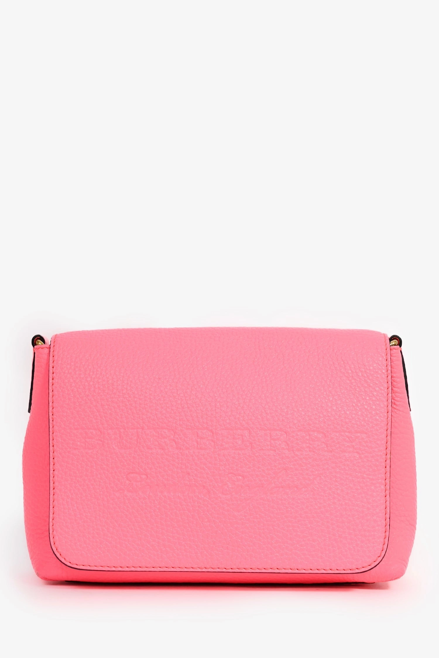 Burberry Neon Pink Grained Leather Logo Crossbody Bag