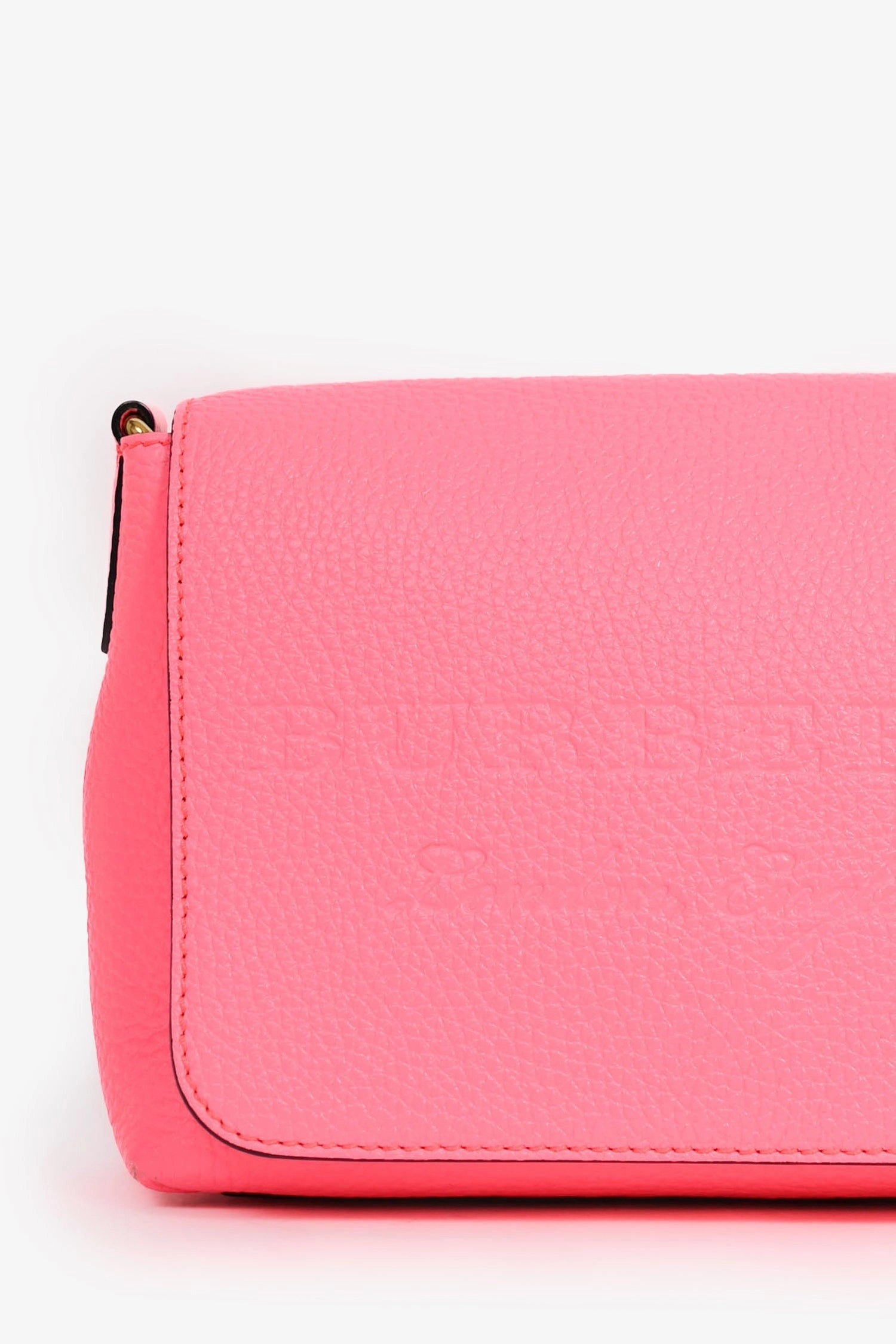 Burberry Neon Pink Grained Leather Logo Crossbody Bag