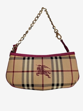 Burberry Pink Haymarket Check Pochette Bag Size None