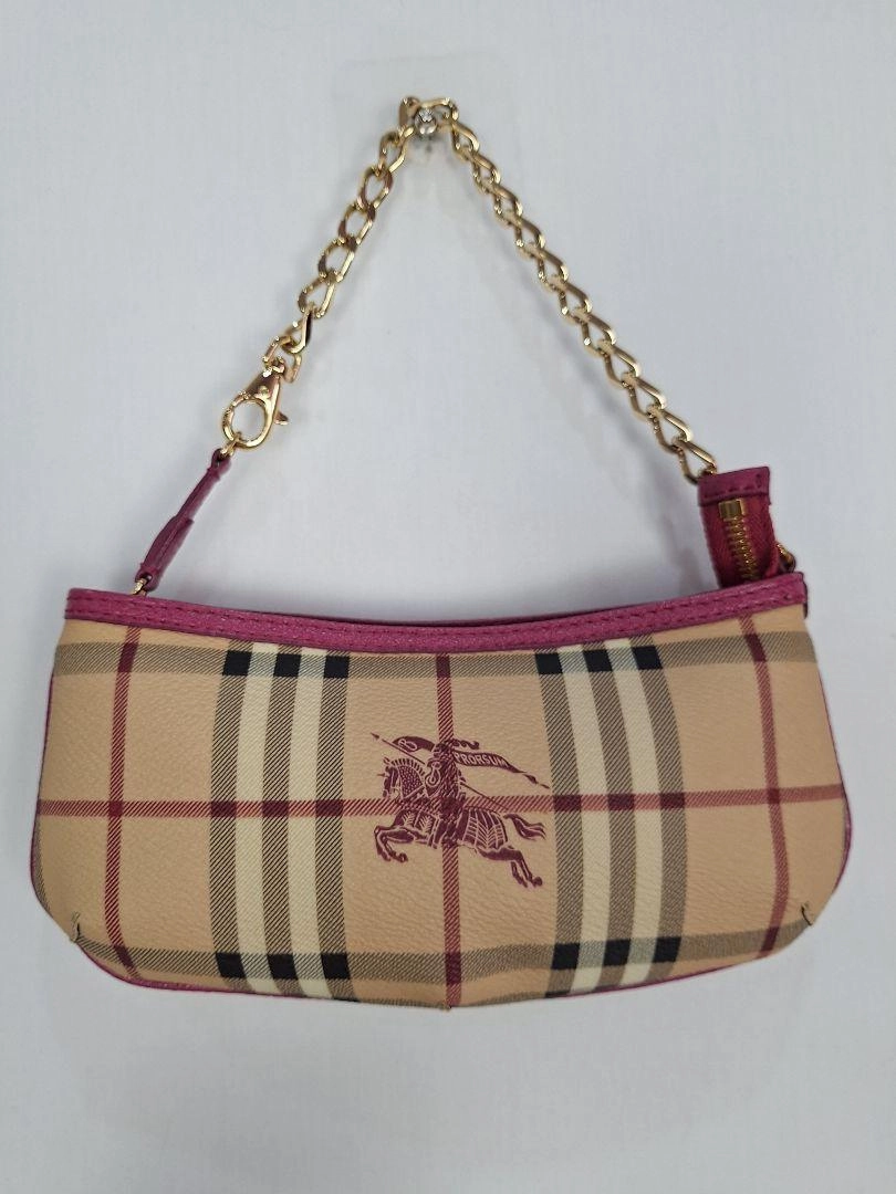 Burberry Pink Haymarket Check Pochette Bag Size None