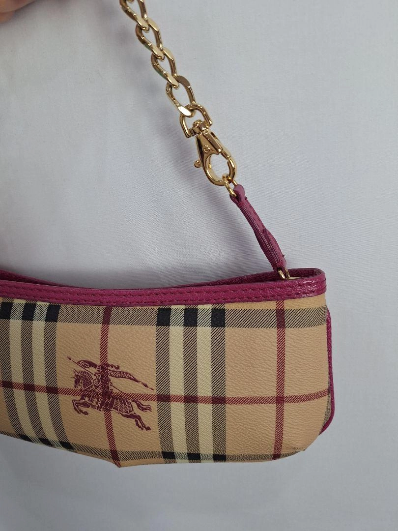 Burberry Pink Haymarket Check Pochette Bag Size None