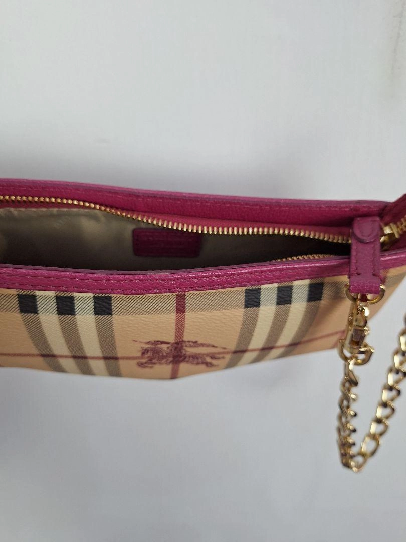 Burberry Pink Haymarket Check Pochette Bag Size None