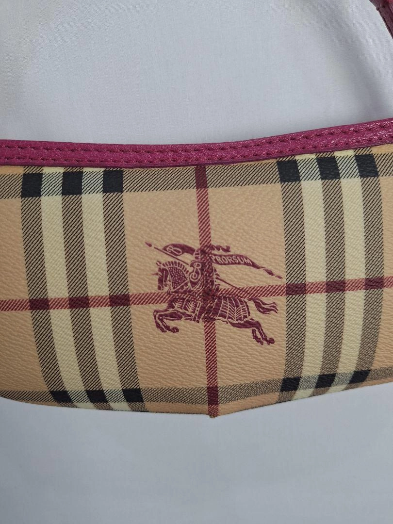 Burberry Pink Haymarket Check Pochette Bag Size None