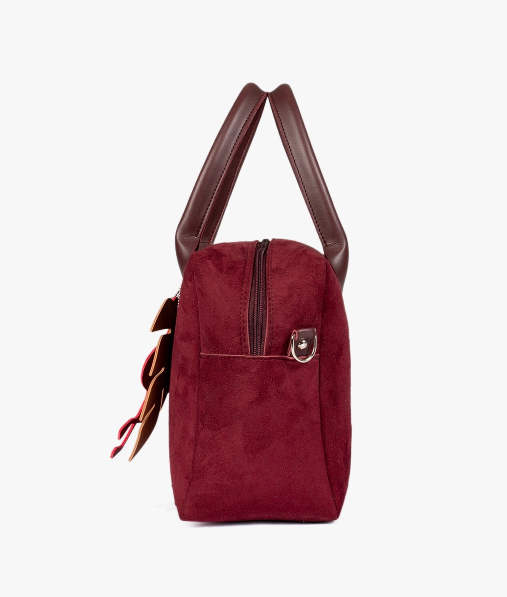 Burgundy suede mini bowling bag