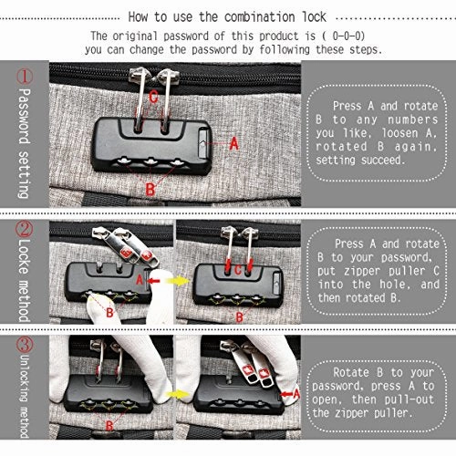 C-Space Business Waterproof Resistant Polyester Laptop Backpack With Usb Charging Port And Lock