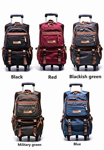 C-Xka Nylon Rolling Backpack Carry-On Luggage Travel Duffel Bag Wheeled Book Bag Detachable Dual