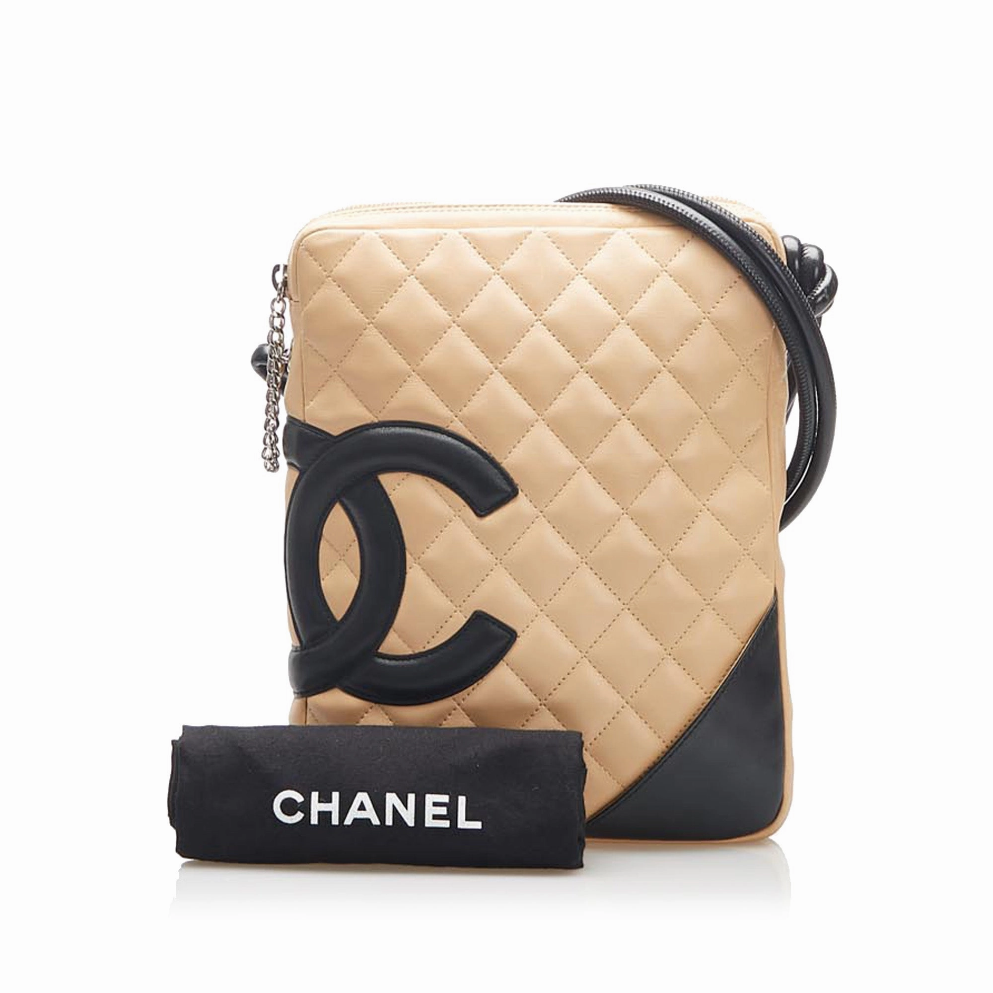 Cambon Ligne Lambskin Leather Crossbody Beige
