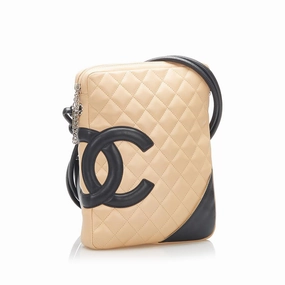 Cambon Ligne Lambskin Leather Crossbody Beige