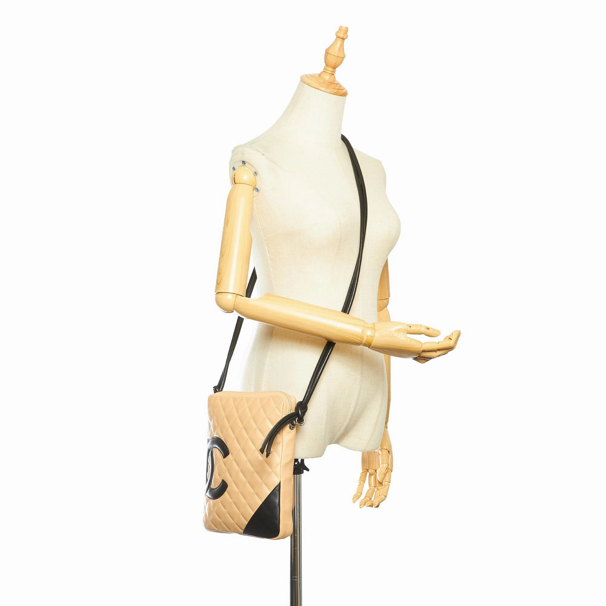 Cambon Ligne Lambskin Leather Crossbody Beige