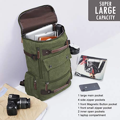 Canvas Backpack for Men, Yousu Man Vintage Travel Duffel Backpacks Large Capacity Rucksack