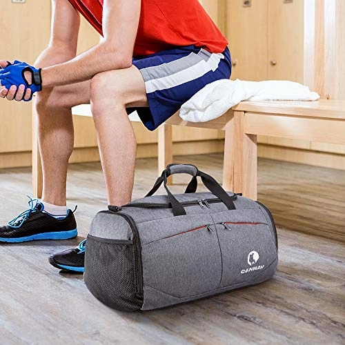 Canway Sports Gym Bag, Travel Duffel bag with Wet Pocket & Shoes Compartmentfor men women, 45L, Lightweight