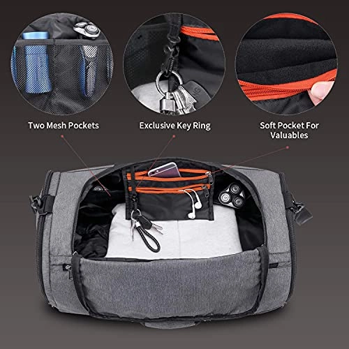 Canway Sports Gym Bag, Travel Duffel bag with Wet Pocket & Shoes Compartmentfor men women, 45L, Lightweight