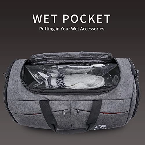 Canway Sports Gym Bag, Travel Duffel bag with Wet Pocket & Shoes Compartmentfor men women, 45L, Lightweight