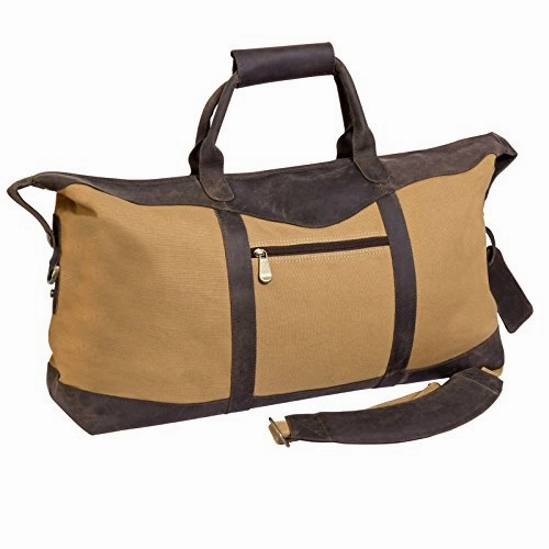 Canyon Outback Utah Canyon Collection 22 Inch Canvas And Leather Duffel Bag, Beige/Brown, One Size