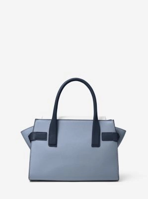 Carmen Small Color-Block Saffiano Leather Belted Satchel