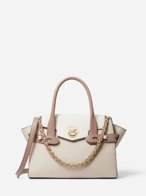 Carmen Small Color-Block Saffiano Leather Belted Satchel