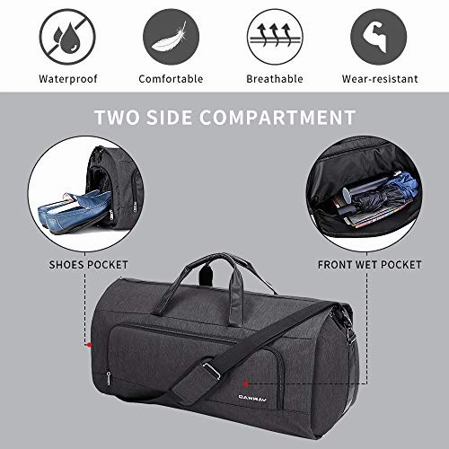 Carry on Garment Bag, 60L Large Travel Duffel Bag with Shoes Compartment Convertible Suit Travel Bag Weekender Bag for Men Women