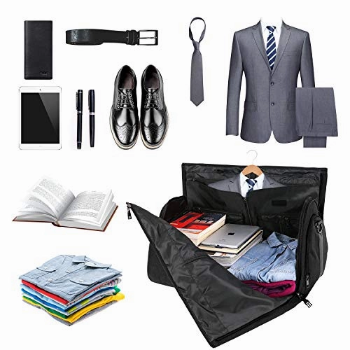 Carry-on Garment Bag Large Duffel Bag Suit Travel Bag Weekend Bag Flight Bag with Shoe Pouch for Men Women (Black)