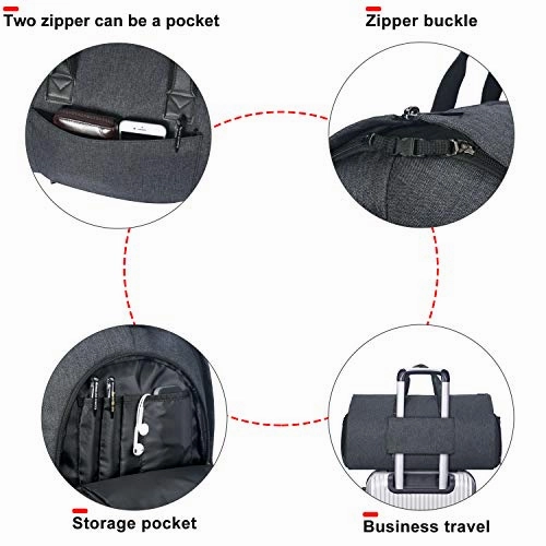 Carry-on Garment Bag Large Duffel Bag Suit Travel Bag Weekend Bag Flight Bag with Shoe Pouch for Men Women (Black)