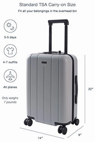 Carry On Luggage Lightweight Suitcase Spinner (Grey)