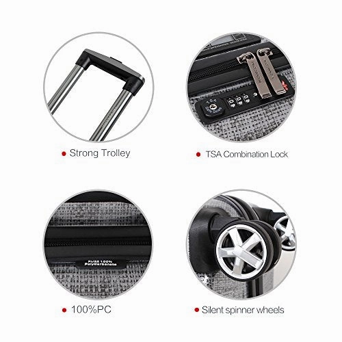 Carry On Luggage with Spinner Wheels and Integrated Weight Scale Built In TSA Lock Hard Shell Lightweight PC 20 Inch Rolling Travel Suitcase Small Cabin