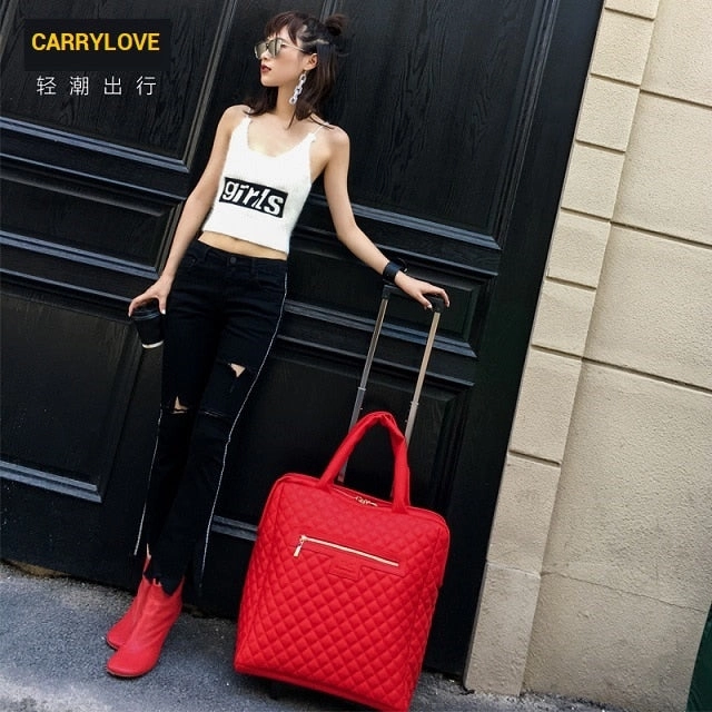 Carrylove Classic Luggage Series 18 Inch Size  Lattice  Pu Rolling Luggage Spinner Brand Travel