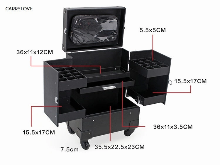 Carrylove High Quality Women Beauty Suitcase Professional Cosmetic Makeup Bag For Female Brand