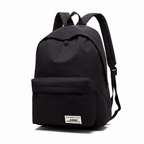 Casual Canvas Laptop Backpack, AUGUR Classic Bookbag Backpack for 14 Tablet - Black