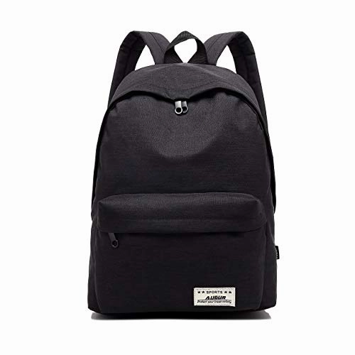 Casual Canvas Laptop Backpack, AUGUR Classic Bookbag Backpack for 14 Tablet - Black